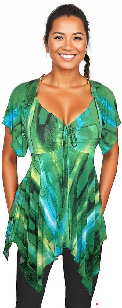 Plus Size Tops - Blouses | Emerald V-Neck Top | Made In USA | Funfash