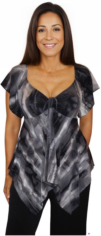 Plus Size Tops | Watercolor Gray Top | Made In USA | Funfash