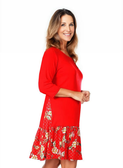 Funfash Women Plus Size Red White Slimming Long Sleeve Skirt Dress Made in USA