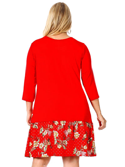 Funfash Women Plus Size Red White Slimming Long Sleeve Skirt Dress Made in USA