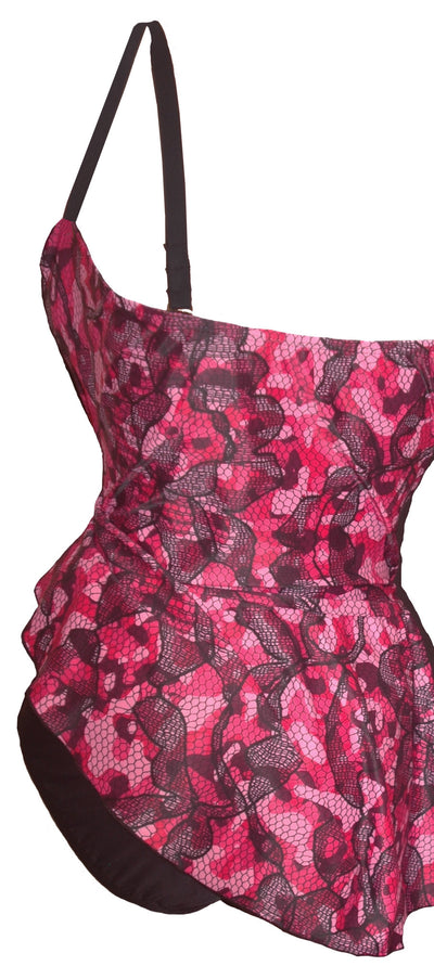 Plus Size Swimwear | Pink Lace Swimsuit | Made In USA | Funfash