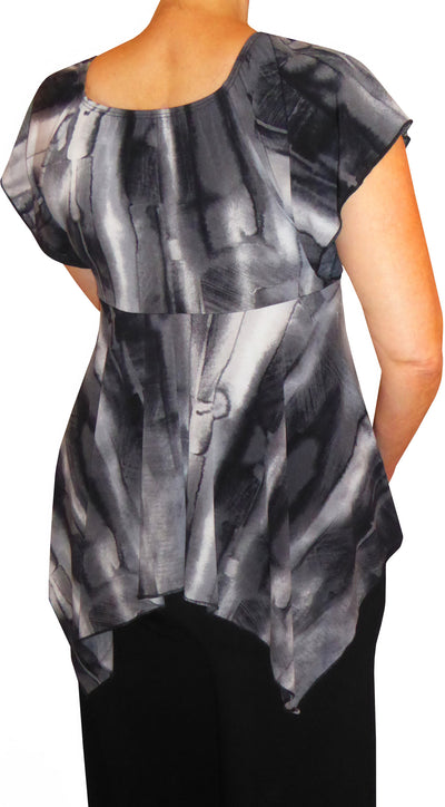Plus Size Tops | Watercolor Gray Top | Made In USA | Funfash