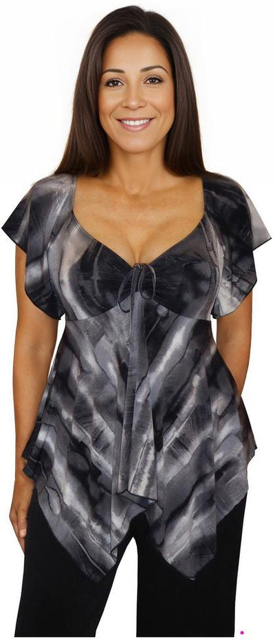 Plus Size Tops | Watercolor Gray Top | Made In USA | Funfash
