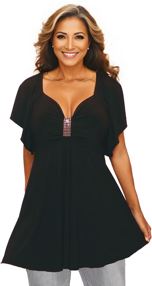 The Gothic Black Rhinestones Top
